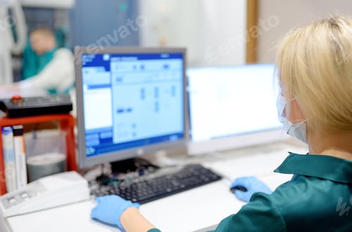 Preview: Female radiologist is going to take X ray of patient in X-ray room of modern clinic.