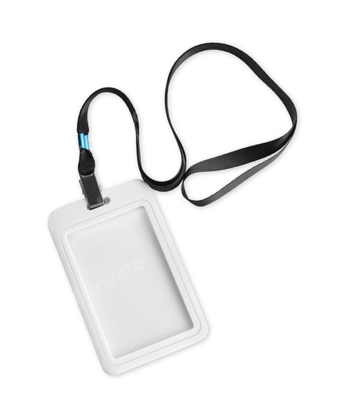 Preview: Blank badge with black string isolated on white, top view
