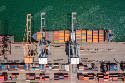 Preview: Aerial View of Cargo Ship at Dock
