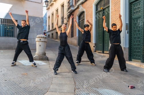 Preview: Dance group performing street choreography on urban street