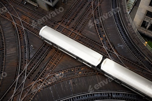 Preview: Train on elevated railroad track