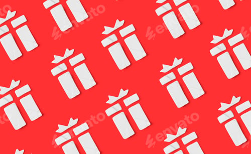 Preview: Moisturizer cream texture shape of Christmas gift box pattern on red