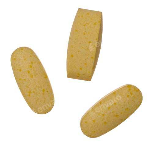 Preview: Yellow oval tablet on isolated background