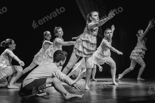 Preview: staging on the stage of a children's theater with actors