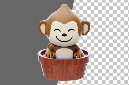 Preview: Monkey Soaking in a Small Tub 3D Illustration
