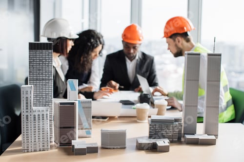 Preview: Focus on architecture design of buildings with residential project maquette