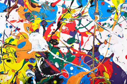 Preview: Abstract acrylic modern painting fragment. Colorful rainbow splashes texture. Contemporary art.