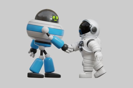 Robot and astronaut handshake figure