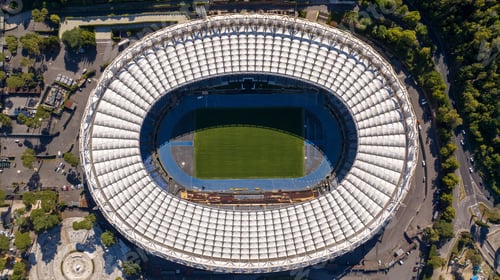 Preview: Top Down Aerial View Above Stadio Olimpico (Olympic Stadium) in Rome, Italy. Summer