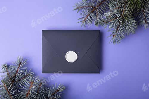 Preview: Photography from above of gift certificate with branches of christmas tree around it.