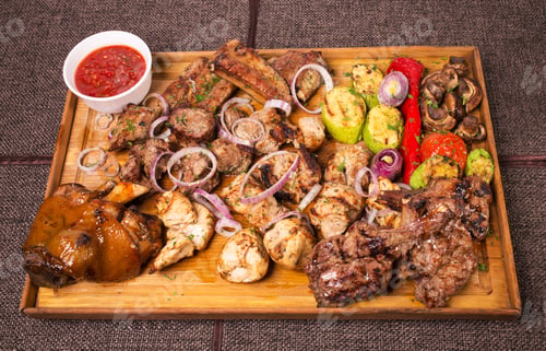 Preview: Mixed grilled various meat platter.