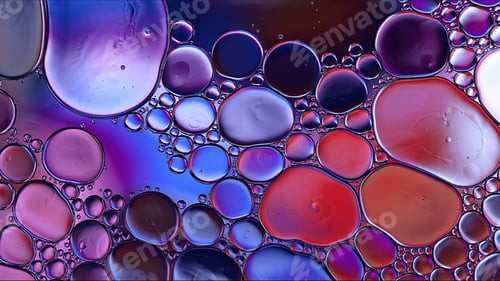 Preview: Abstract Colorful Food Oil Drops Bubbles and spheres Flowing on Water Surface
