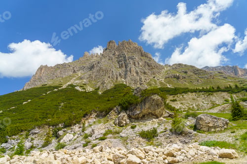 Preview: Mountain landscape along the road to Pordoi pass, Dolomites