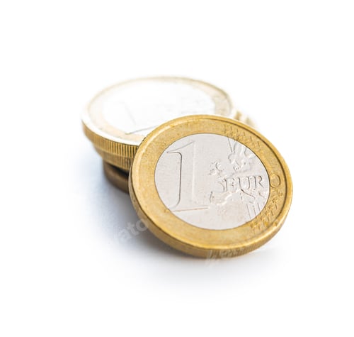 Preview: Stack of euro coins isolated on white background.