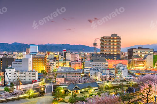 Preview: Kofu City, Japan Downtown Skyline at Dusk