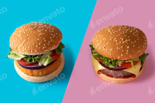 Preview: Cheeseburger vs chickpea burger