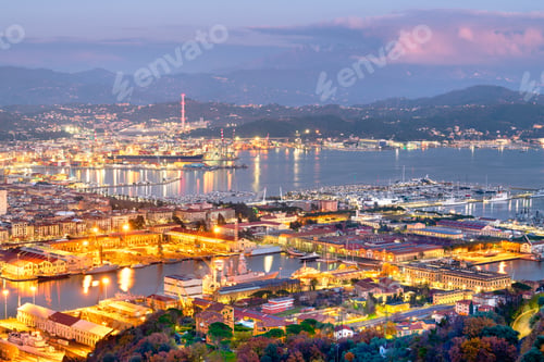 Preview: La Spezia, Italy Skyline at Twilight