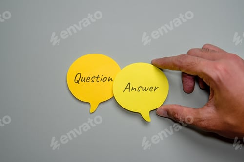 Preview: Speech bubble with word "Question" and "Answer."