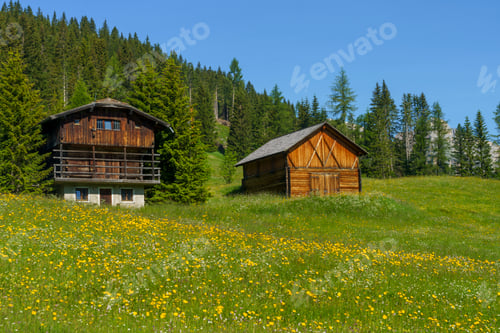 Preview: Mountain landscape along the road to Campolongo pass, Dolomites