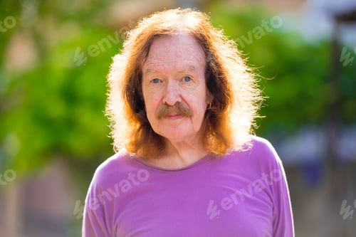 Preview: Senior man with mustache in the streets outdoors