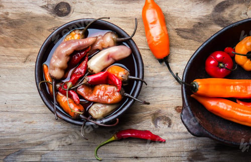 Preview: Latin American escabeche - fermented chili pepper. Spicy marinated chili
