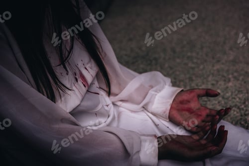 Preview: Zombie woman death the ghost drain hand blood skin is screaming darkness