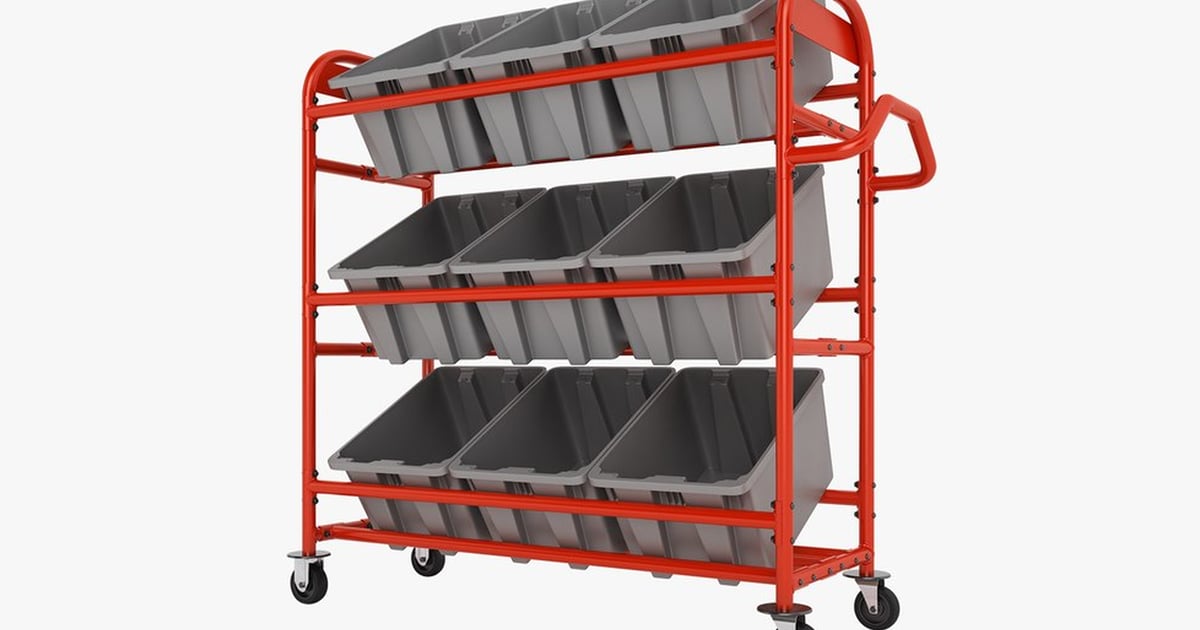 Rolling Tote Cart with Multi-Tier Plastic Bins 3D, Incl. bins & frame ...