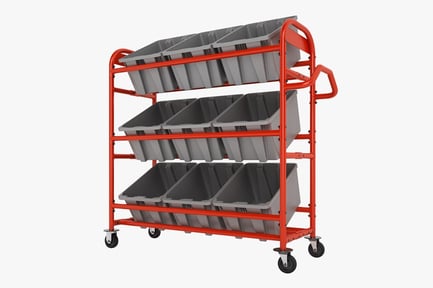 Preview: Rolling Tote Cart with Multi-Tier Plastic Bins