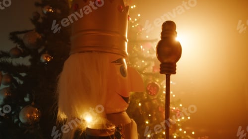 Preview: Nutcracker near the tree in Christmas sunny day