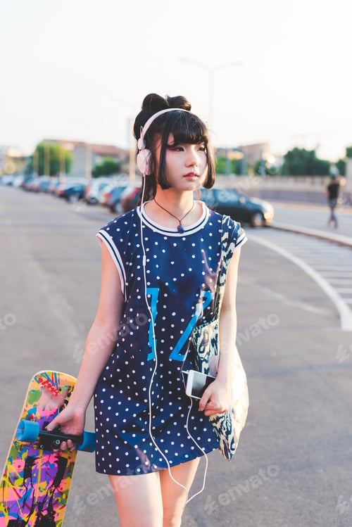 Preview: Young asiatic woman outdoor