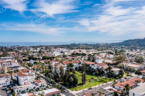 Preview: Aerial shot of the buildings of Santa Barbara California, USA