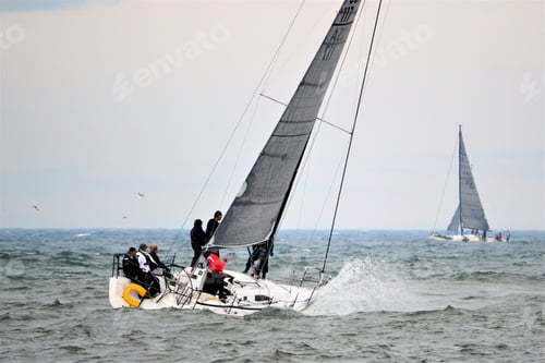 Preview: Water sports activities sailing on sailboat on Lake Michigan