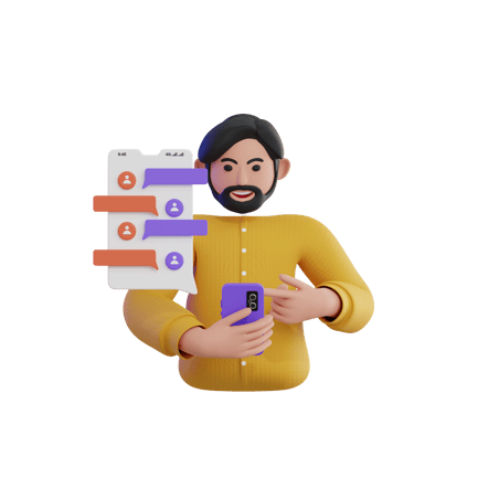 Preview: Happy Man Chat on Mobile 3D Illustration