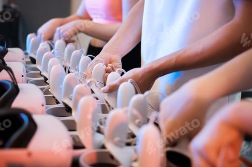 Preview: Virtual reality VR equipment on a table