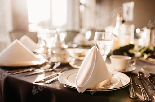 Preview: Beautiful shot of a banquet table