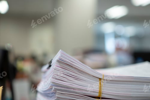 Preview: Stack of paper, Document, many jobs waiting to be done on the table, busy concept