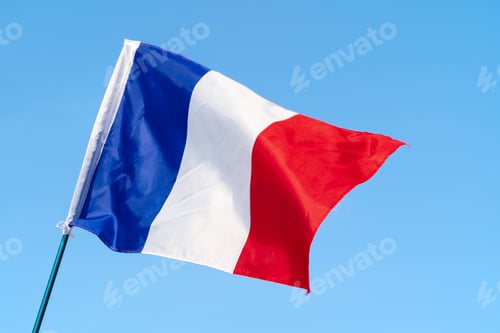 Preview: Flag of France waving in the wind in the sky