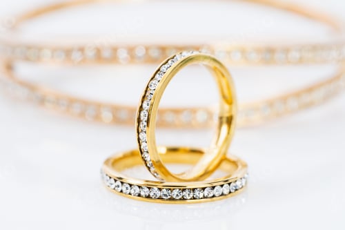 Preview: Gold wedding rings on white background-6