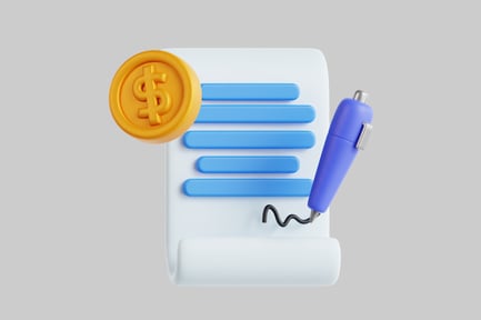 Preview: Cartoon finance agreement with pen