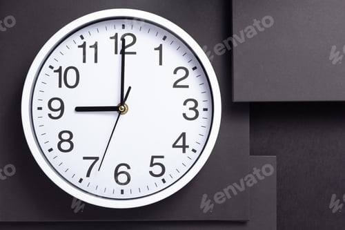 Preview: clock at black paper abstract background