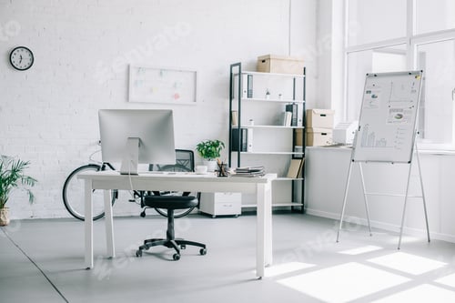 Preview: interior of light modern business office with furniture