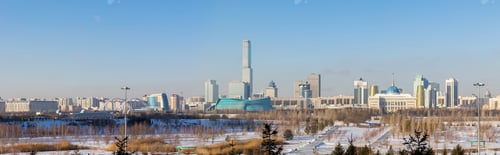 Preview: Panoramic view of modern architectural urbanistic city Astana. Aerial cityscape view of beautiful