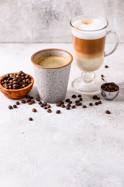 Preview: Espresso and cappuccino. Different coffee