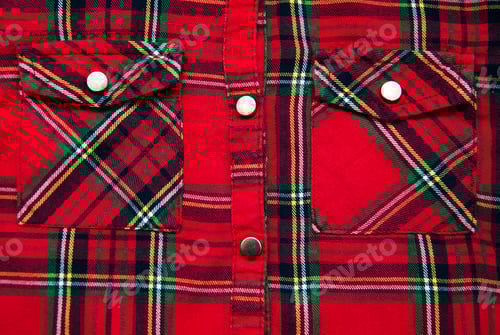 Preview: Close-Up on Textured Red Plaid Shirt Fabric