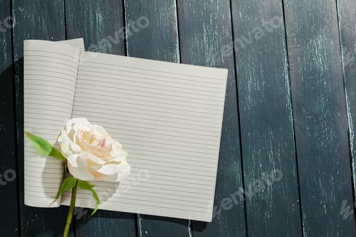 Preview: flowers with empty vintage notebook for your design