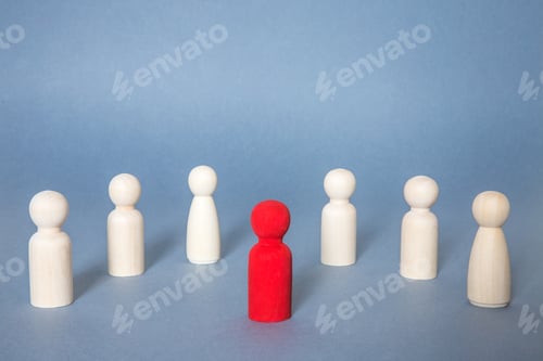 Preview: A diverse different or person infected with Coronavirus standing out from a crowd and self isolating