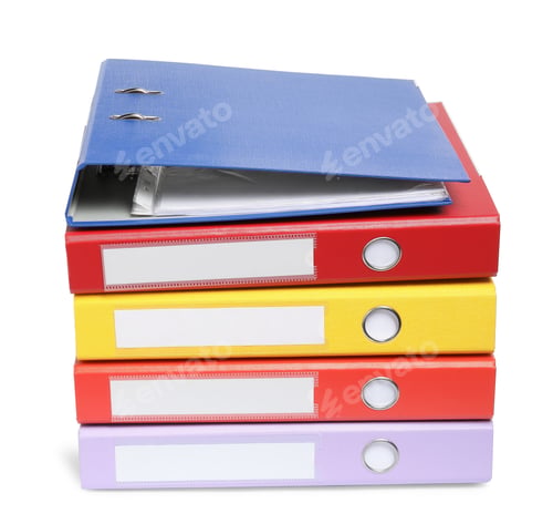 Preview: Many bright office folders isolated on white