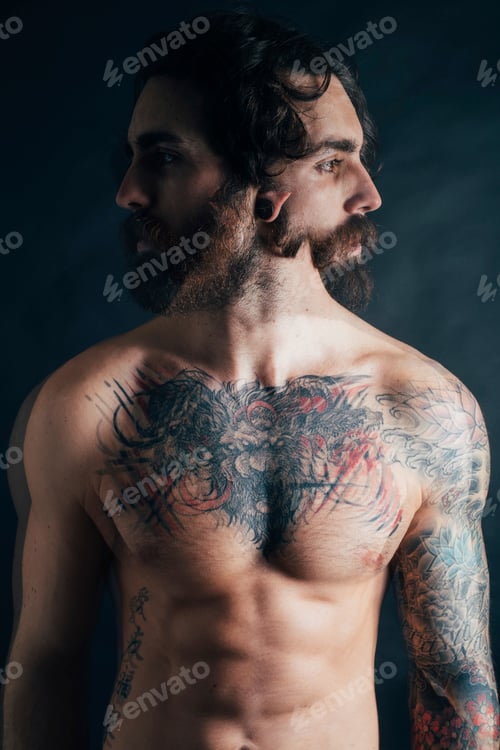Preview: Portrait of hipster with tattoos