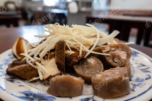 Preview: Taiwanese Special Snack Of Sticky Rice Sausage On A Plate