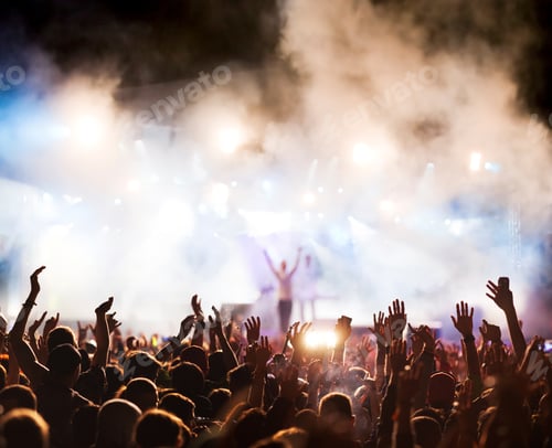 Preview: music festival background crowd having fun space for your text